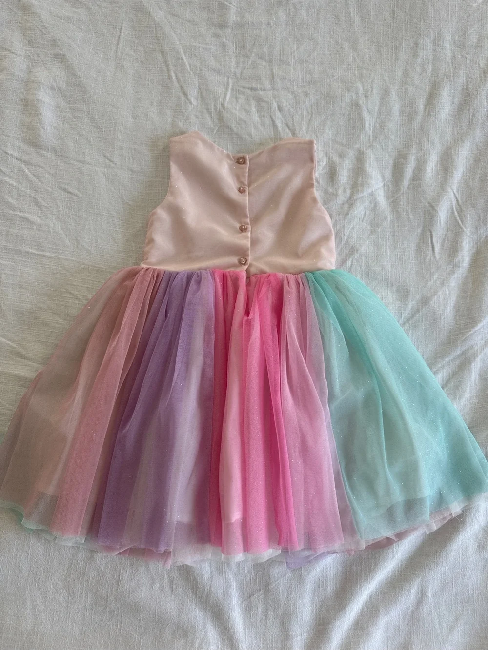 H&M Pink Sequin Bodice Rainbow Tulle Party Dress